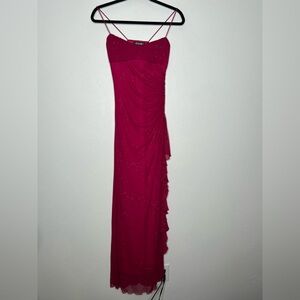 Vintage 90's City Triangles Maxi Length Evening Gown Ruched Size Medium Glitter